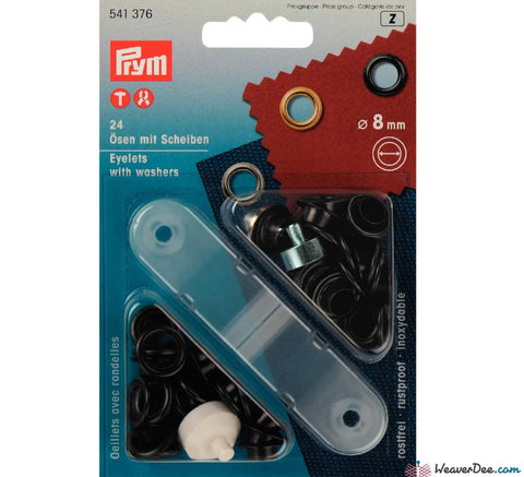 Prym - Eyelets - Black (No-Sew) 8mm - Pack of 24 - WeaverDee.com Sewing & Crafts