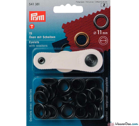 Prym - Eyelets - Black (No-Sew) 11mm - Pack of 15 - WeaverDee.com Sewing & Crafts