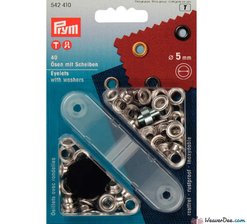 Prym - Eyelets - Nickel / Silver (No-Sew) 5mm - Pack of 40 - WeaverDee.com Sewing & Crafts