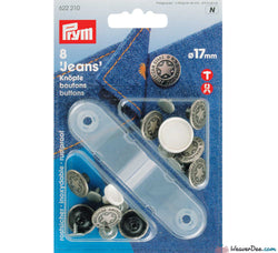 PRYM Jeans Buttons Antique Silver 17mm (No-Sew): Pack of 8