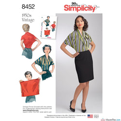 Simplicity Pattern S8452 Misses' Vintage 1950s Knit Blouse