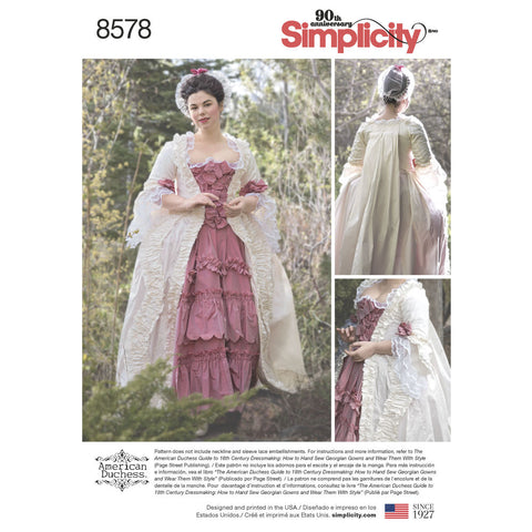 Simplicity Pattern S8578 Misses' 18th Century Gown Costume