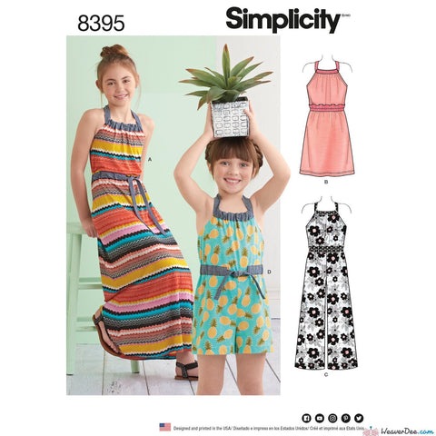 Simplicity Pattern S8395 Child's & Girls' Halter Dress or Romper in 2 Lengths