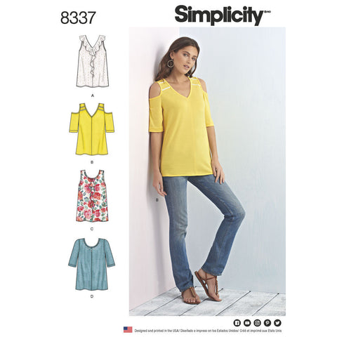 Simplicity Pattern S8337 Misses' Knit Tops with Bodice & Sleeve Variations