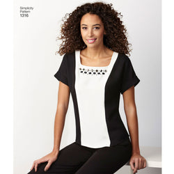 Simplicity - S1316 Misses' Top with Neckline Variations - WeaverDee.com Sewing & Crafts - 1