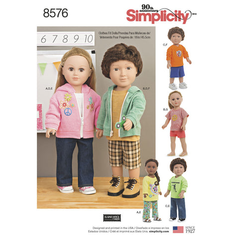 Simplicity Pattern S8576 Unisex Doll Clothes