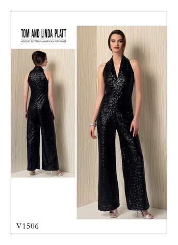 Vogue Pattern V1506 Misses' Sleeveless Wide-Leg Jumpsuit