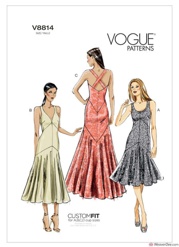 Vogue Pattern V8814 Misses' Drop-Waist Dresses