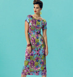 Vogue - V8875 Vintage 1950s Misses' Dress, Belt, Coat & Detachable Collar - WeaverDee.com Sewing & Crafts - 1