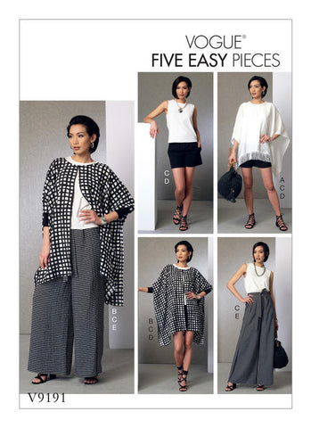 Vogue - V9191 Misses' Ponchos, Top, Shorts & Wide Leg Wrap Pants - WeaverDee.com Sewing & Crafts - 1