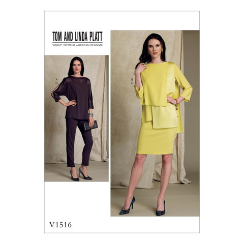 CLEARANCE • VOGUE PATTERN MISSES' BATWING OR LAYERED-OVERLAY TOPS, PENCIL SKIRT AND PANTS 1516