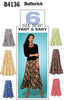CLEARANCE • Butterick Pattern Misses' Sew Easy Gore Skirts 4136