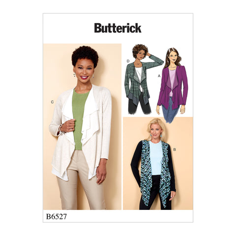 CLEARANCE • BUTTERICK PATTERN MISSES' CASCADE-COLLAR KNIT JACKET 6527