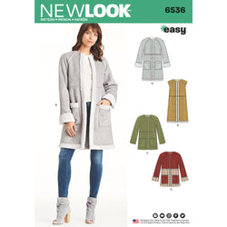 CLEARANCE • New Look Pattern MISSES' EASY COAT IN TWO LENGTHS 6536