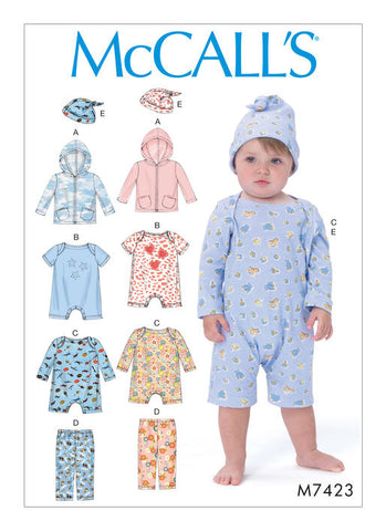 CLEARANCE • McCall's SEWING Pattern INFANTS' HOODIE, BODYSUITS, PANTS AND BEANIE 7423