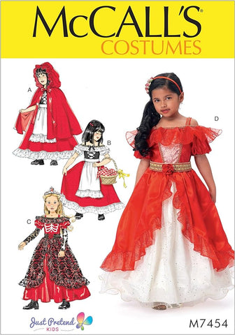 CLEARANCE • McCall's Pattern CHILDREN'S/GIRLS' DRESS-UP COSTUMES WITH ATTACHED PETTICOAT AND CAPE 7454