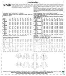 CLEARANCE • McCall's Pattern MISSES' JACKETS 7730