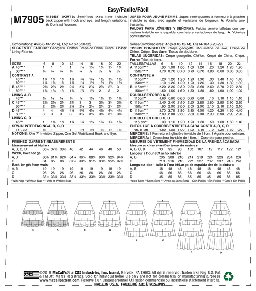 CLEARANCE • CLEARANCE • MCCALL'S PATTERN MISSES' SKIRTS 7905 ...