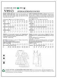 VOGUE PATTERNS 8943 MISSES' DRESS AND SLIP