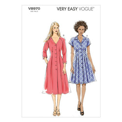 Vogue Pattern 8970 Women's Buttoned Dress With Pleats