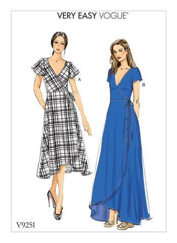 CLEARANCE • VOGUE PATTERN MISSES' WRAP DRESSES WITH TIES, SLEEVE AND LENGTH VARIATIONS 9251