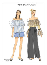 VOGUE PATTERN MISSES' OFF-THE-SHOULDER RUFFLE TOPS, WIDE LEG SHORTS AND PANTS 9257