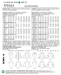 CLEARANCE • VOGUE PATTERN Misses' Tops V9331