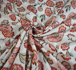 Cotton Viscose Lawn Fabric - Antique Floral White