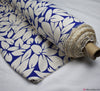 Linen Blend Fabric - Bold Petals Royal Blue