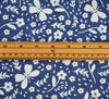 Stretch Denim Chambray Fabric - Butterfly Fields Navy
