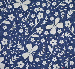 Stretch Denim Chambray Fabric - Butterfly Fields Navy