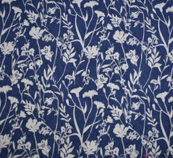 Denim Chambray Fabric - Forest Floral