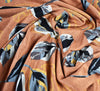 Drifting Leaves Viscose Ponte Roma Fabric - Orange