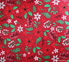 Polycotton Fabric - Christmas Poinsettia Red