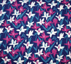 Polycotton Fabric - Sketched Lilies - Navy Blue