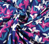 Polycotton Fabric - Sketched Lilies - Navy Blue
