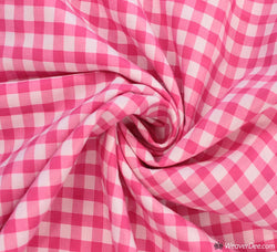 Polycotton Fabric - Pink Gingham 1/4 inch