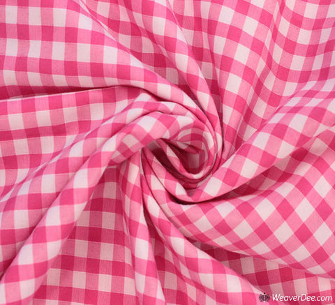 Polycotton Fabric - Cerise Pink Gingham 1/4”