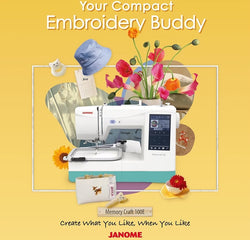 Janome Memory Craft 100E Embroidery Machine Save £100 + Free Hoops worth £120