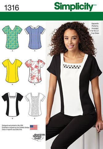 Simplicity Pattern: S1316 Misses' Top with Neckline Variations ...