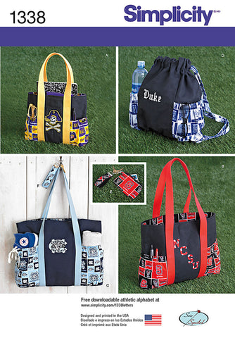 Simplicity - S1338 Tote Bags in 3 Sizes, Backpack & Coin Purse - WeaverDee.com Sewing & Crafts - 1
