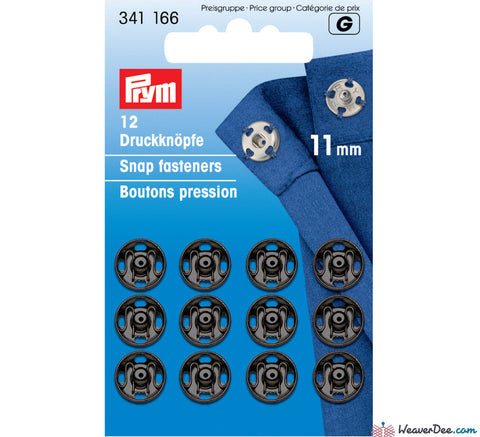 Prym - Press Studs (Sew-On) - Black Metal 11mm - Pack of 12 - WeaverDee.com Sewing & Crafts - 1