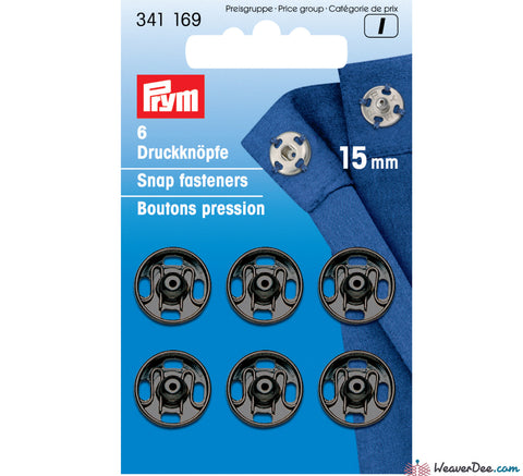 Prym - Press Studs (Sew-On) - Black Metal 15mm - Pack of 6 - WeaverDee.com Sewing & Crafts - 1