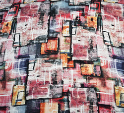 Painted Squares Digital Print Viscose Fabric