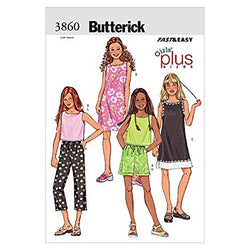 Butterick Pattern B3860 Girls' Top, Dress, Shorts & Trousers
