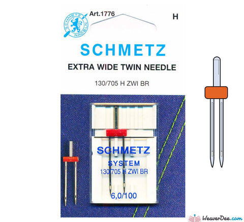 Schmetz - 6mm Twin Machine Needle - Size 100 - WeaverDee.com Sewing & Crafts - 1