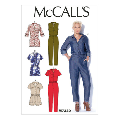 McCall's - M7330 Misses' Button-Up Utility Jumpsuits & Rompers - WeaverDee.com Sewing & Crafts - 1