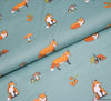 Premier Print Polycotton Fabric - Acorn Fox / Light Teal