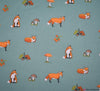 Premier Print Polycotton Fabric - Acorn Fox / Light Teal