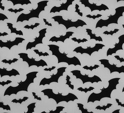 Polycotton Fabric - Bat Cave / Black on White